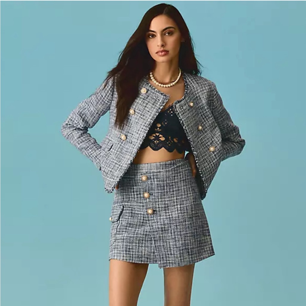 Mauve By Anthropologie Tweed& Pearl Skirt Nwt